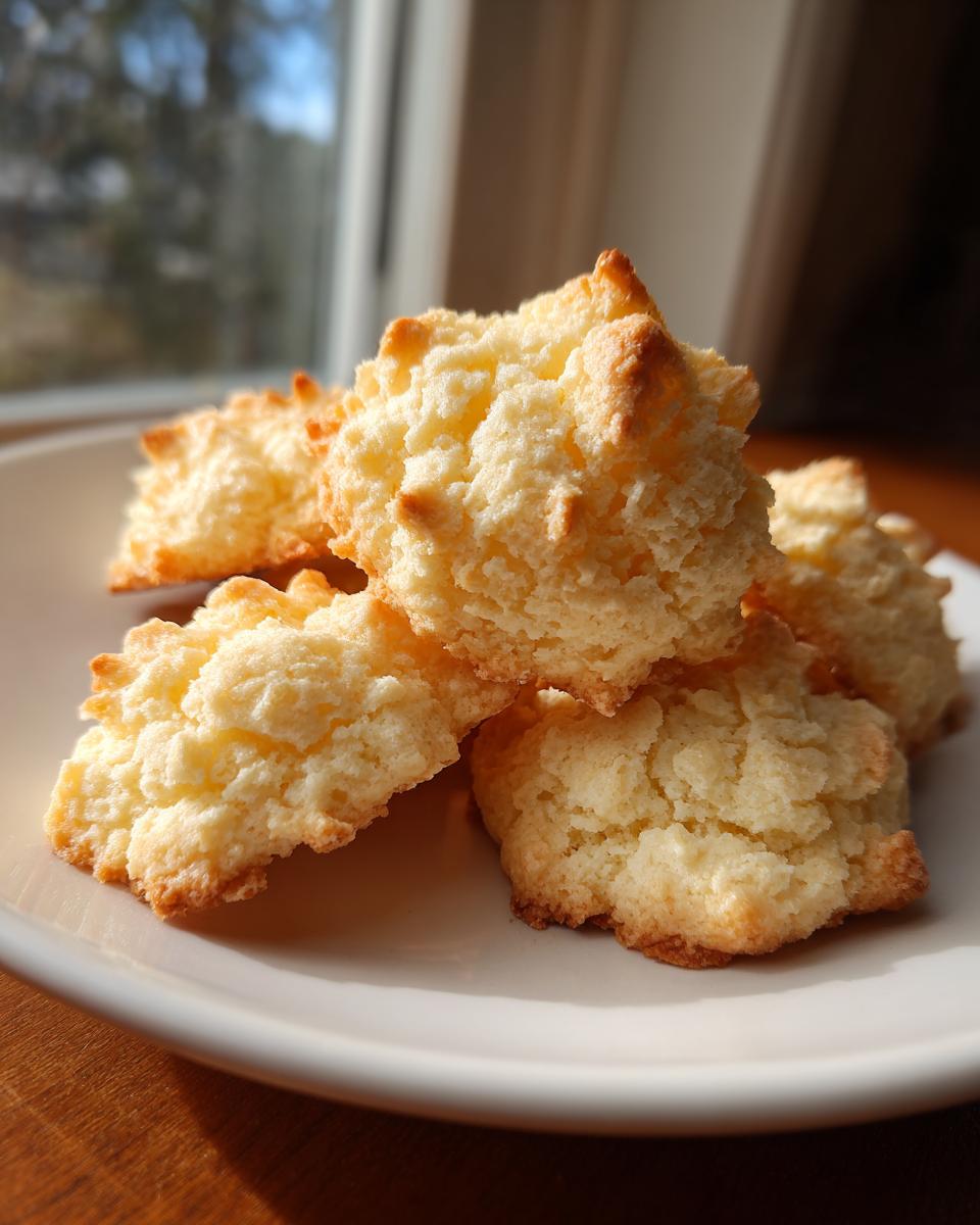 A close-up of a pile of golden-brown whipped shortbread cookies on a white plate.