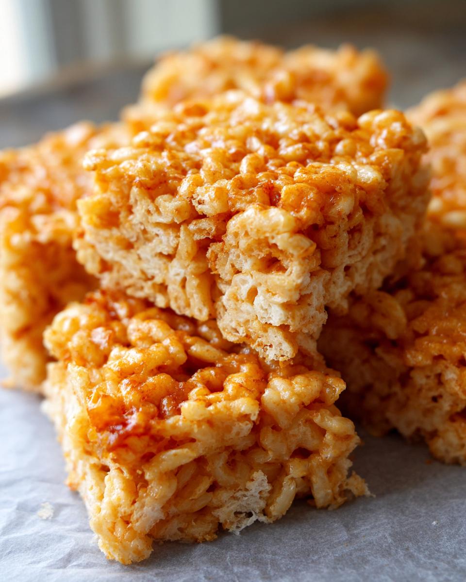 A close-up stack of golden brown Rice Krispie Cheddar Crackers, showcasing their crispy texture and cheesy coating.