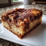 A single square of moist snickerdoodle blondies featuring a rich, dark cinnamon swirl topping.