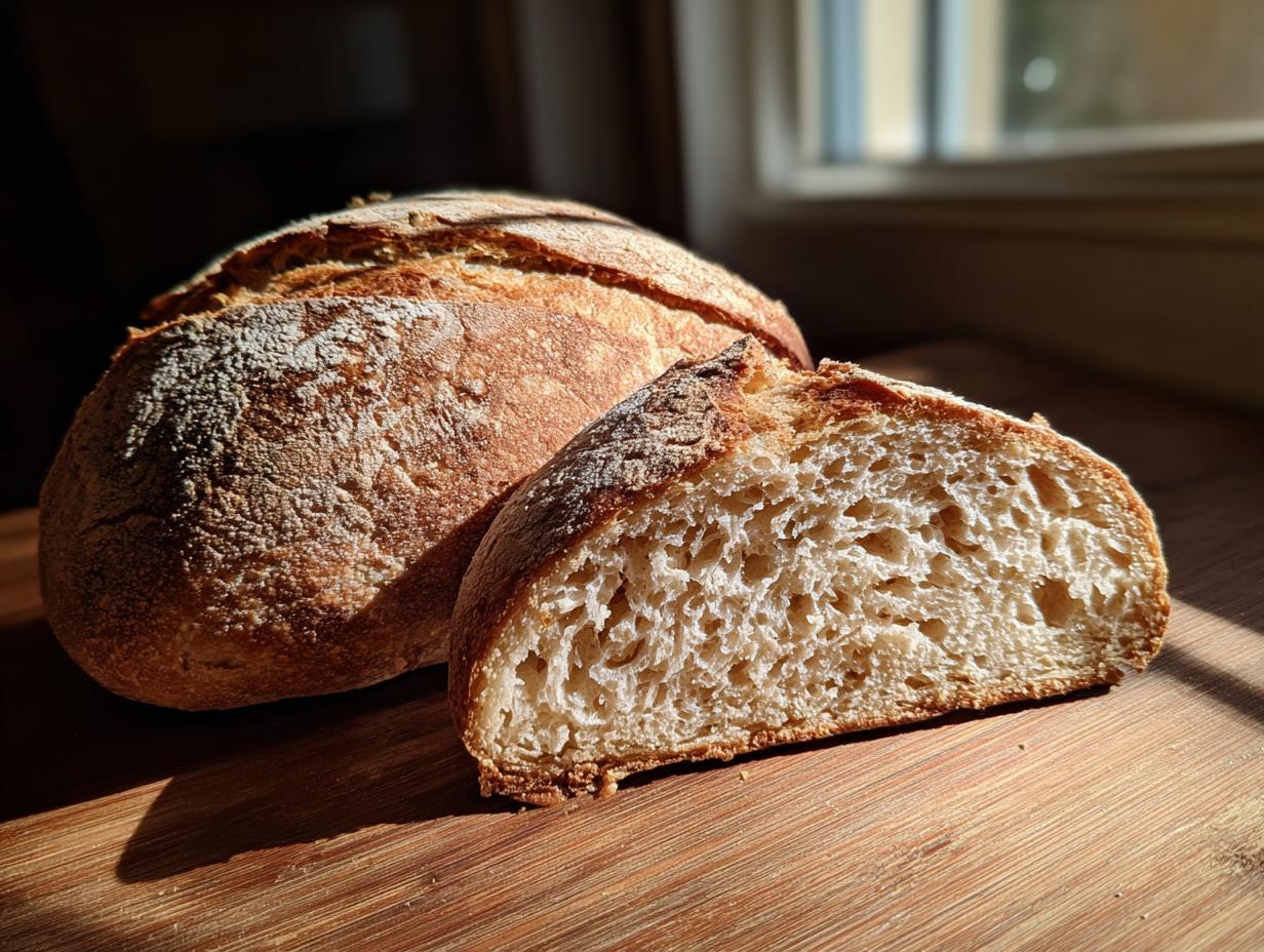 A rustic loaf of 4-ingredient soda bread, partially sliced to show the airy crumb structure.
