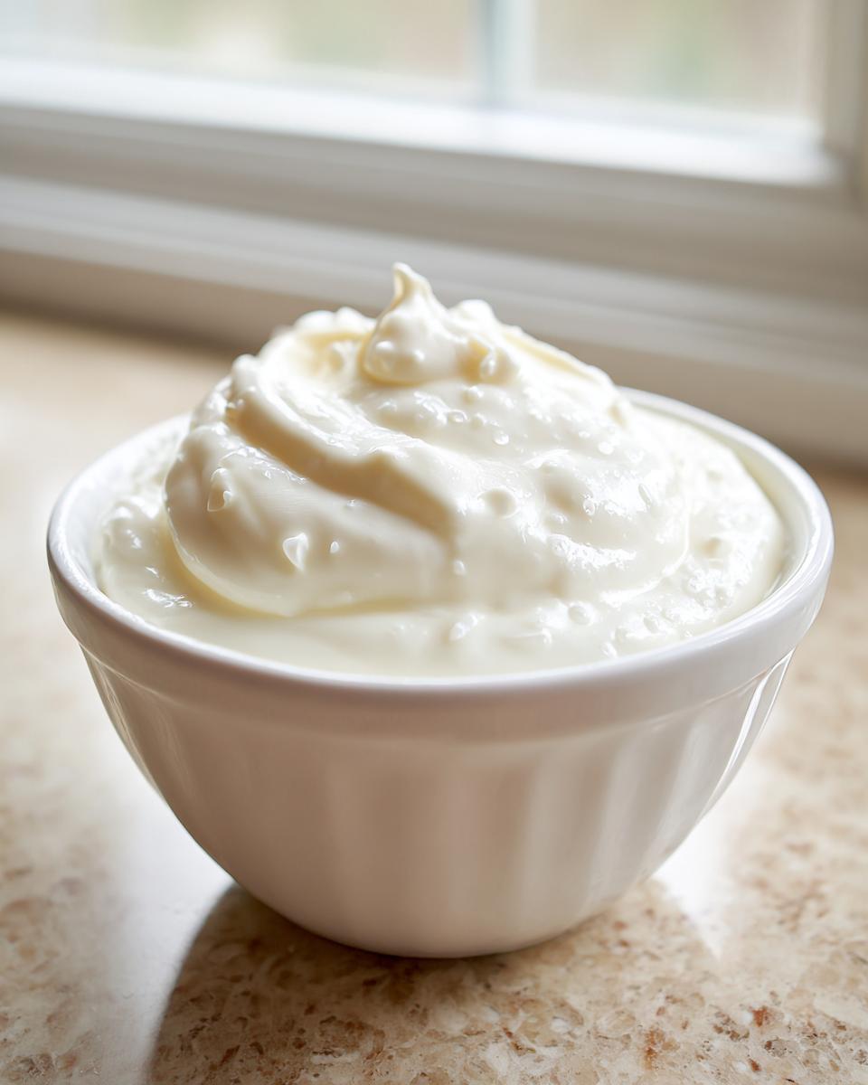 A small white bowl filled with thick, creamy garlic sauce, ready to serve.
